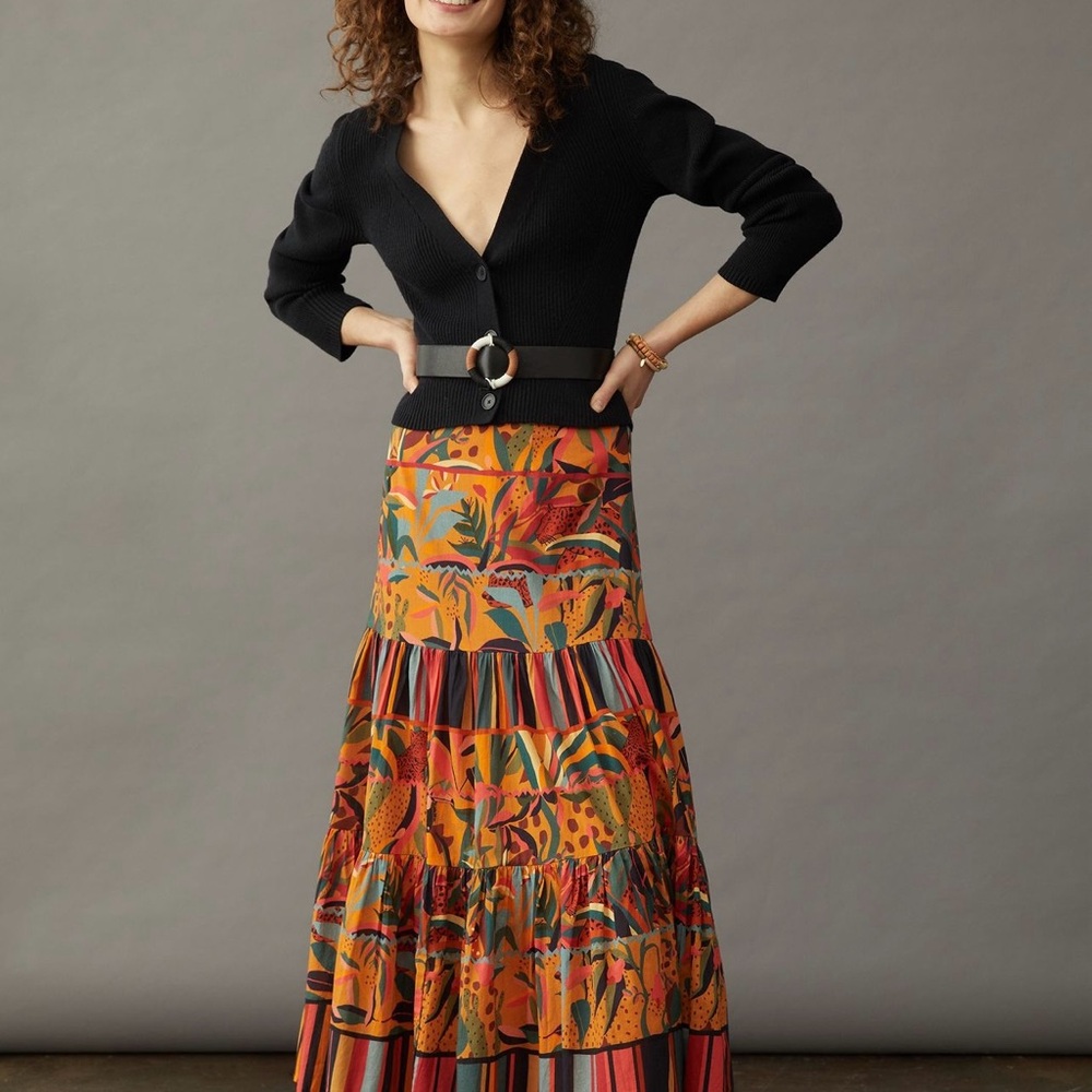 Farm Rio Isabella Tiered Skirt/Anthropologie